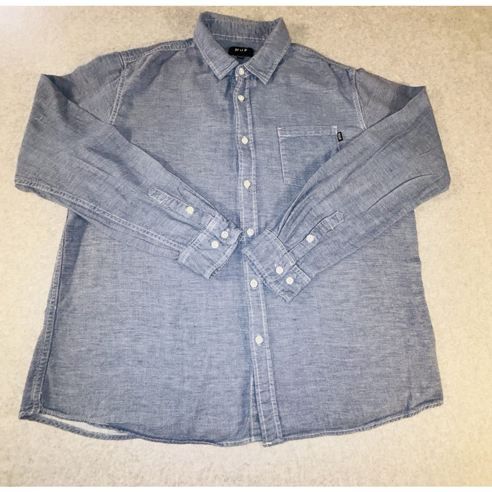 HUF Chambray‎ Linen Blend Button Down Shirt – Men’s Xl